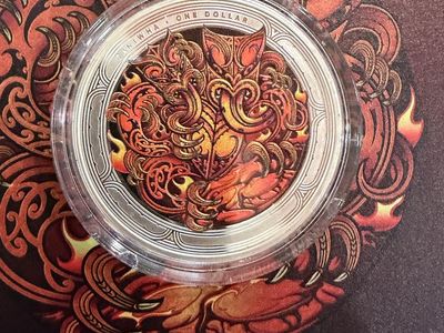 New Zealand -2024 - 1 OZ Silver Proof Coin- Maori Art - Cave Taniwha Colorized