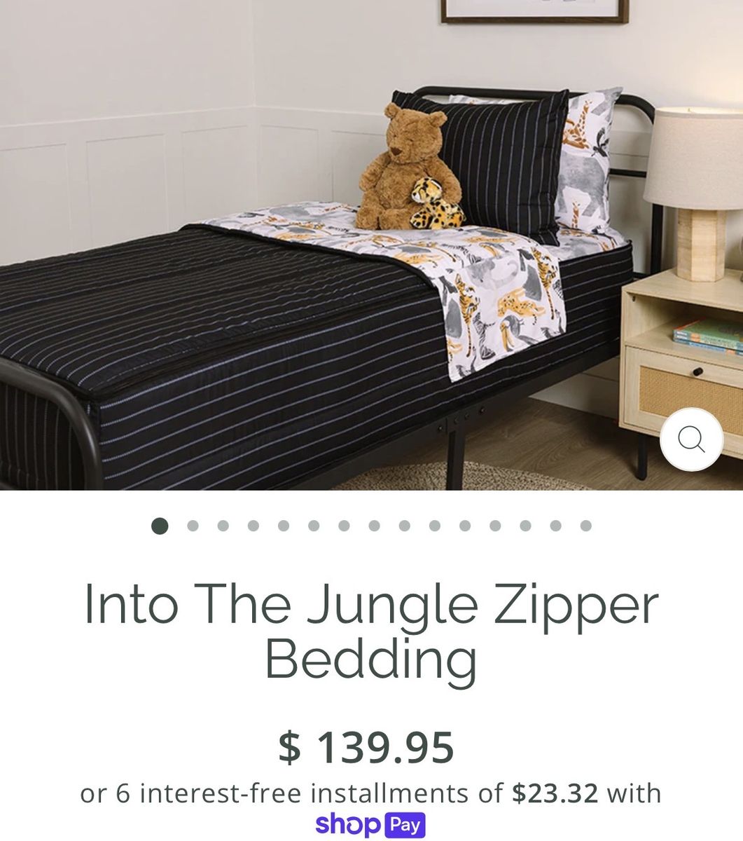 Beddy’s Twin Size Kids Animal Print & Pinstripe Zipper Bedding Set with Pillowcase