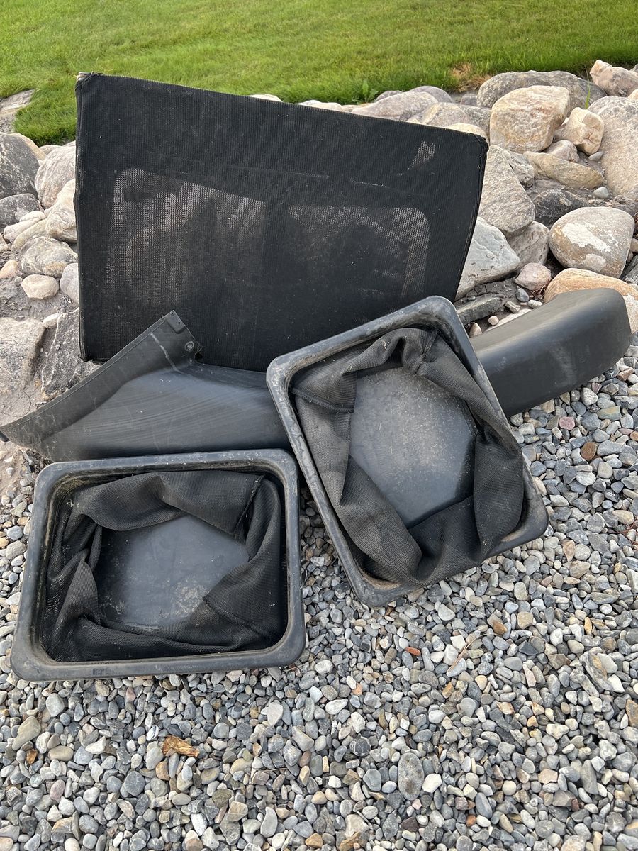 Used Lawn Mower Grass Catcher Bags and Chutes Assembly