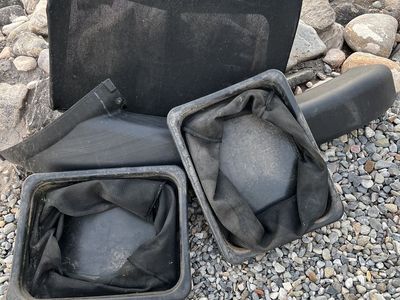 Used Lawn Mower Grass Catcher Bags and Chutes Assembly