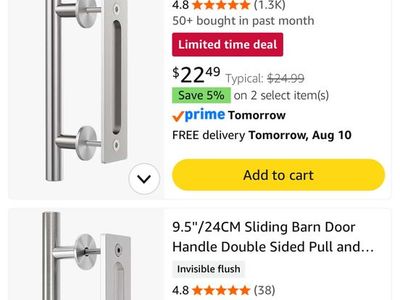 RELIABILT Satin Nickel Pull and Flush Barn Door Handleset #3635275