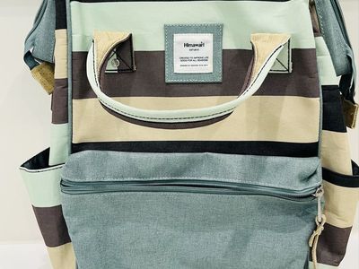 Himawari Striped Backpack Est. 2010 Multi-Color Teal Brown Black Beige Carry-All Bag