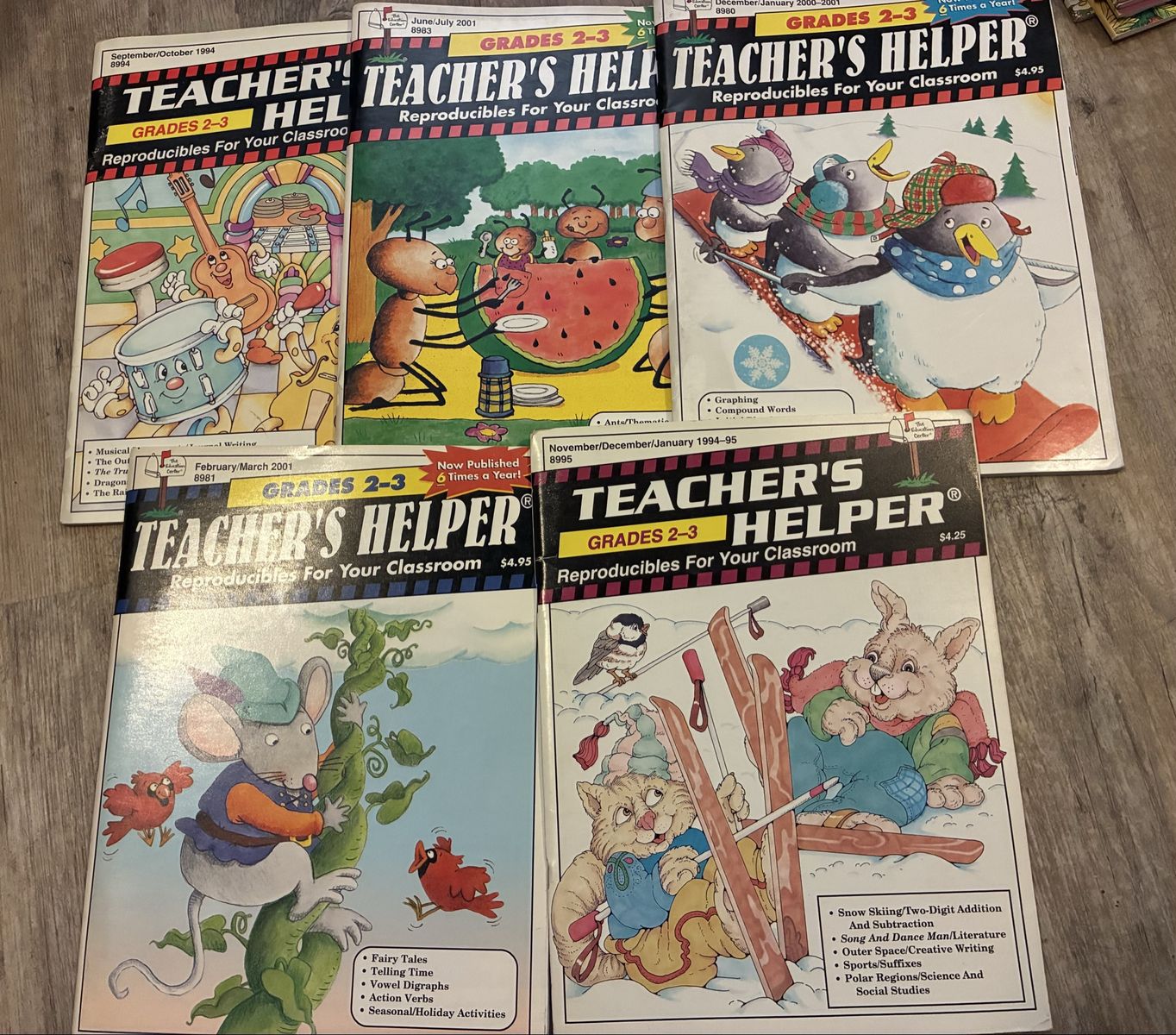 Vintage, lot of 5, Teacher's Helper Reproducibles Grades 2-3, excellent condition