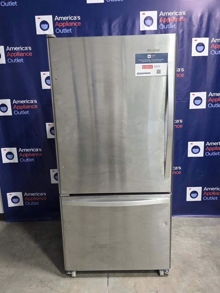 Whirlpool Refrigerator - 33 inch Bottom Freezer - Single Door Fridge - 22 CuFt - Unit E23