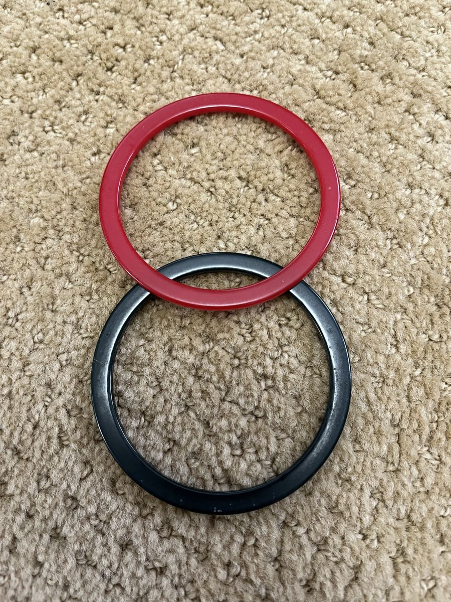 Dark Green and Red Vintage Bake Lite Bangles/Bracelet Set - 1940's