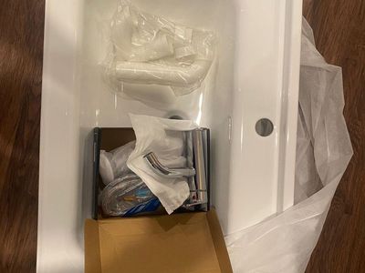 20" x 32" Vanity Top Mount White Ceramic Bathroom Sink w/ Faucet & Drain