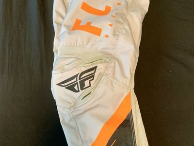 FLY Racing F-16 Youth Motocross Riding Pants - Grey/Black/Orange Youth Sz 18