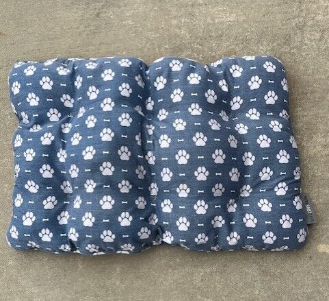 Cute Blue Dog Bed with Pawprint Pattern