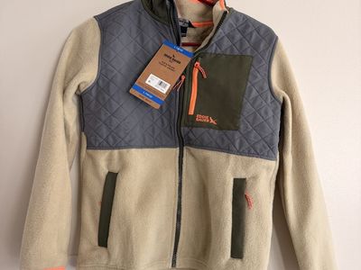 NWT Eddie Bauer Kids Polar Fleece Jacket Size L 10/12 Beige Gray