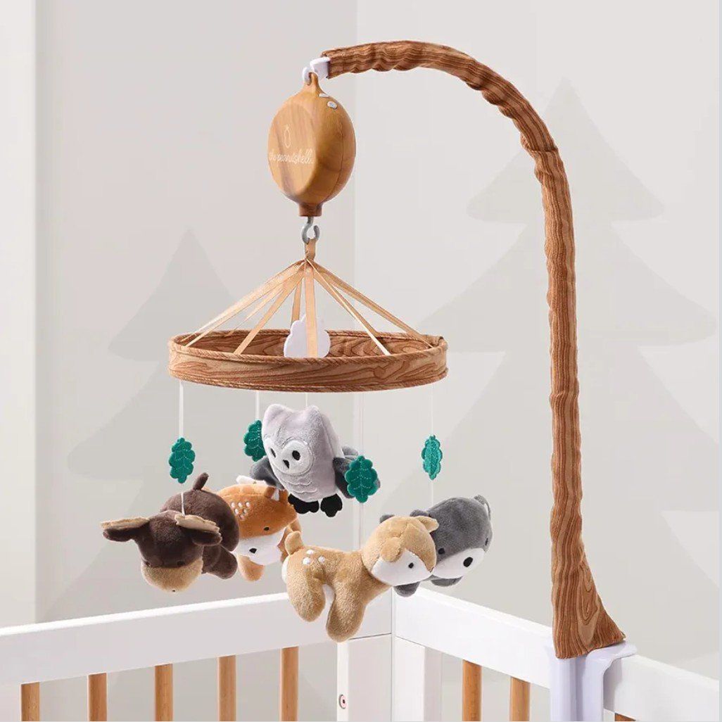 The Peanutshell Woodgrain Musical Baby Crib Mobile