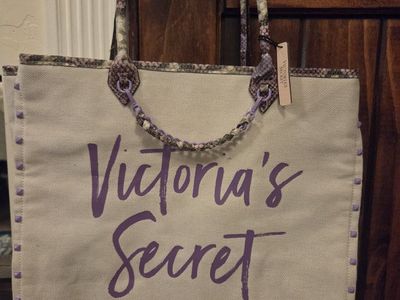 Victoria's Secret New York London Shanghai Canvas Tote Bag Faux Snake Print Handles