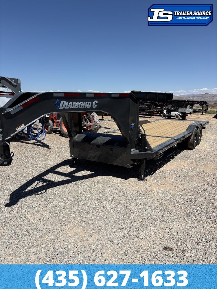 8.5x24 Diamond C HXD-GN 210 Gooseneck Wide Body w/ Drive Over Fenders Tilt Trailer - 23K GVWR - Hydraulic Jack(s)