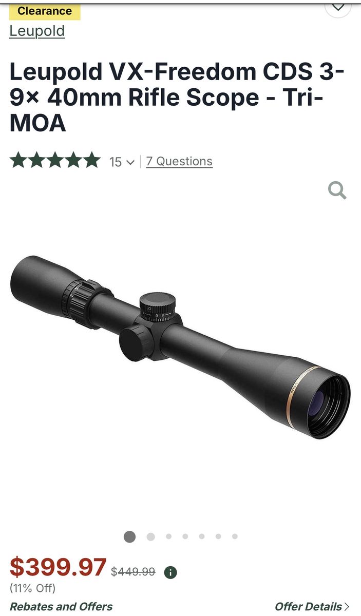 Leupold VX-Freedom CDS 3-9x40mm Tri-MOA Rifle Scope - Matte Finish