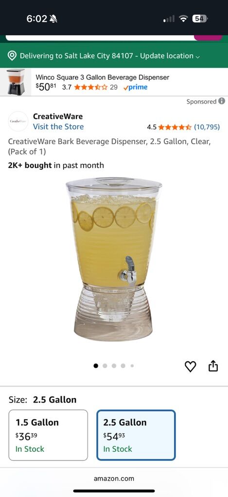 CreativeWare Beverage Dispenser 3 Gallon New