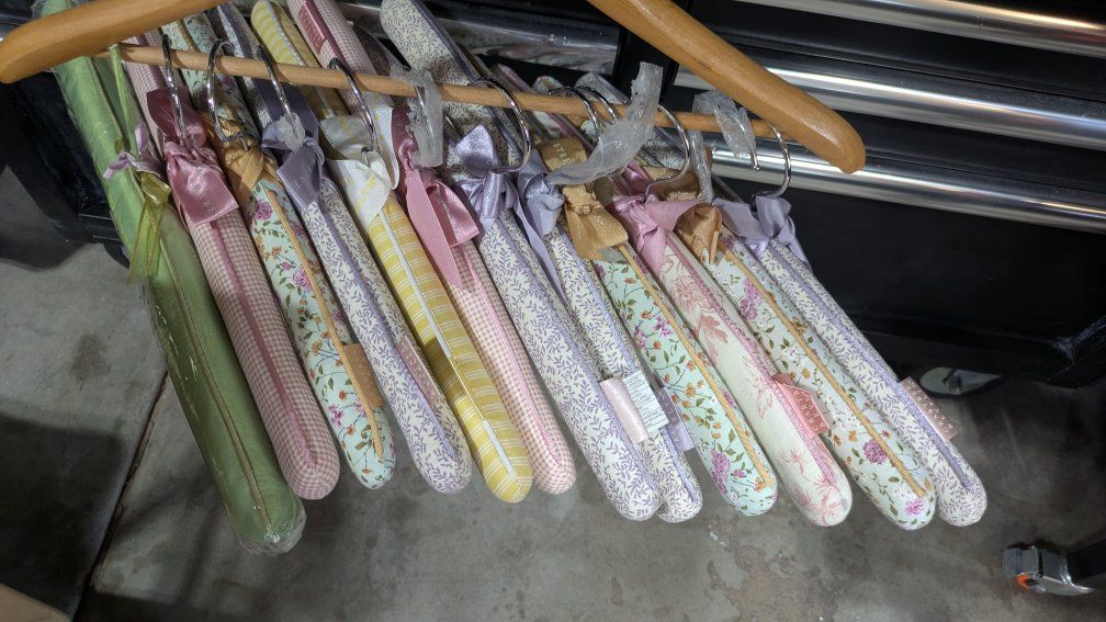 Crabtree & Evelyn Padded Clothes Hangers - Set of 12 Floral & Striped Fabric, scented