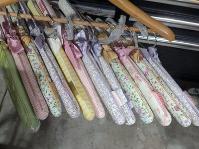 Crabtree & Evelyn Padded Clothes Hangers - Set of 12 Floral & Striped Fabric, scented
