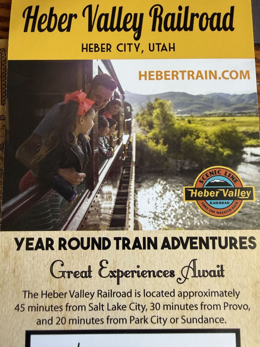 Heber Valley Railroad Scenic Train Tickets - 2 Adult Vouchers, Expires Oct 2026