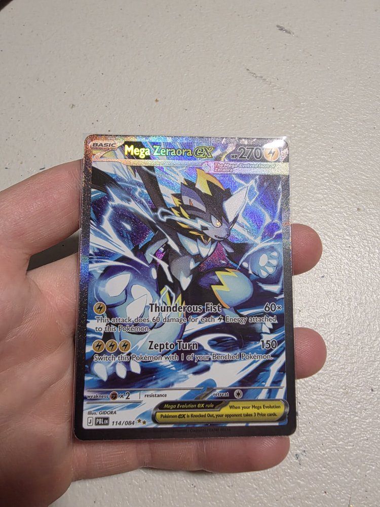 Mega Zeraora EX 114/084 Pokemon Card pitch black chase card