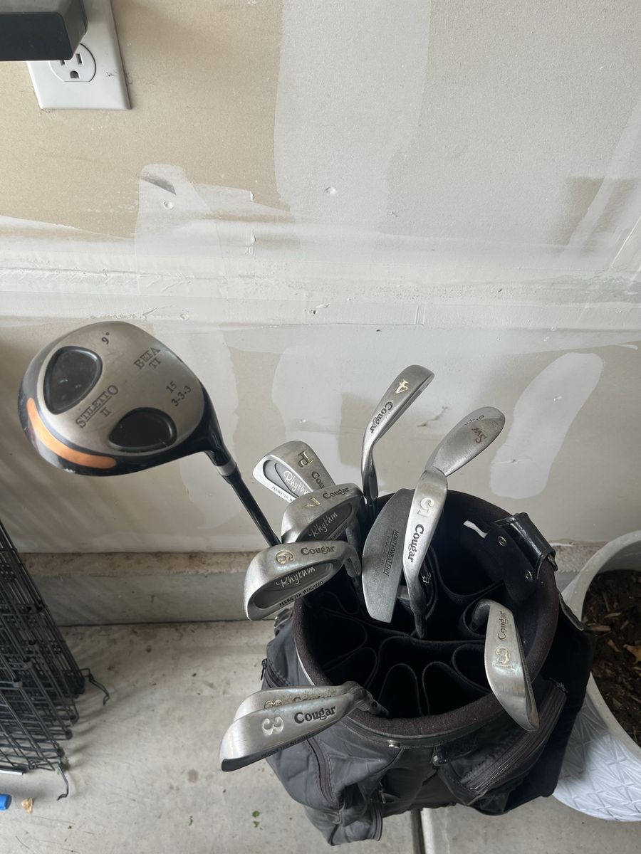 Golf clubs, irons, driver, wedge, putter