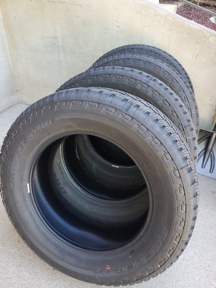 Four New Bridgestone Load E LT 275 65 20 Take Off Tires