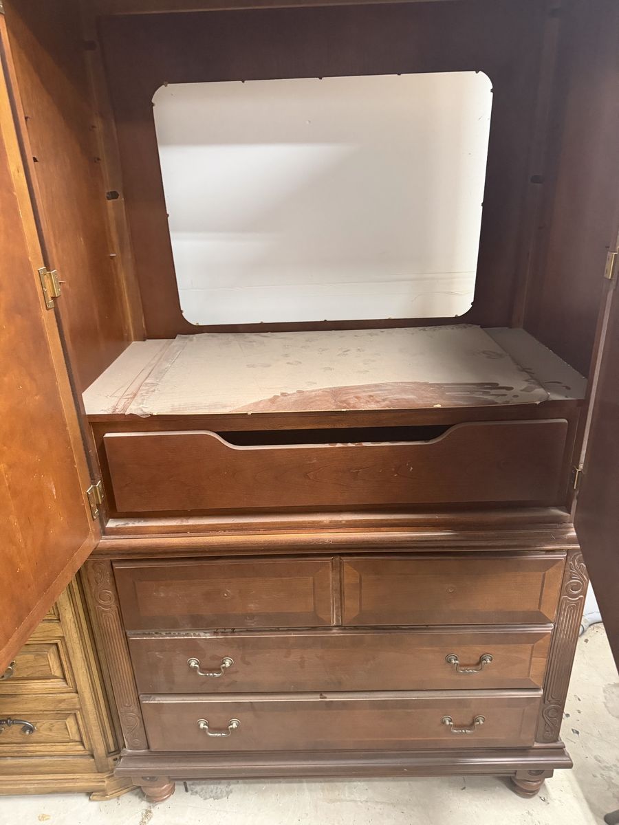 Used Wooden Armoire/Dresser with 5 Drawers - Traditional Style