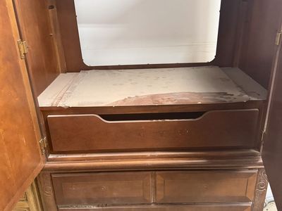 Used Wooden Armoire/Dresser with 5 Drawers - Traditional Style