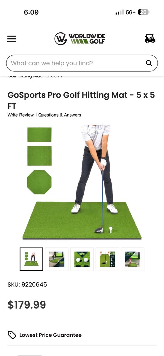 GoSports Pro Golf Hitting Mat 5x5 FT