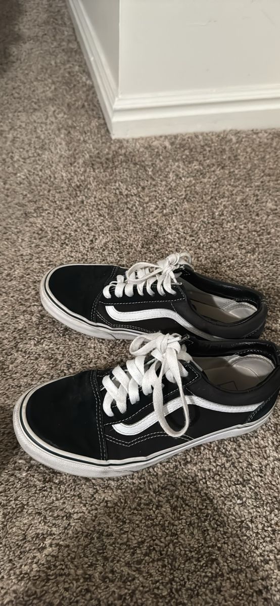 Vans Old Skool Black Canvas & Suede Sneakers - Classic White Sidestripe