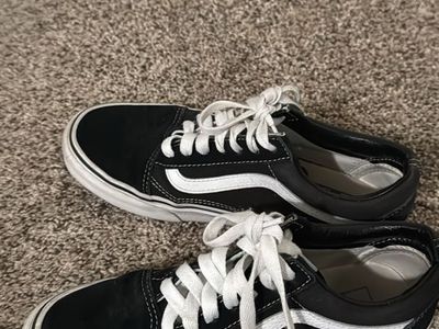 Vans Old Skool Black Canvas & Suede Sneakers - Classic White Sidestripe