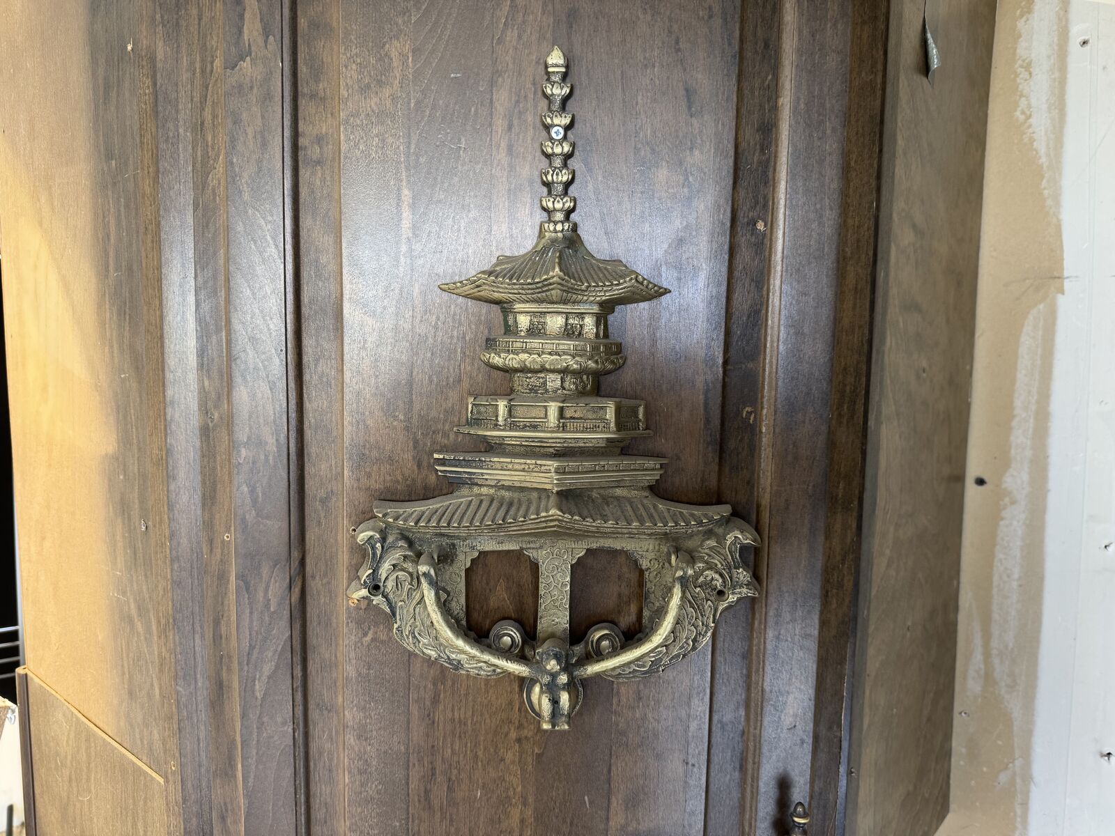 Vintage asian Pagoda Monkey Doir Knocker