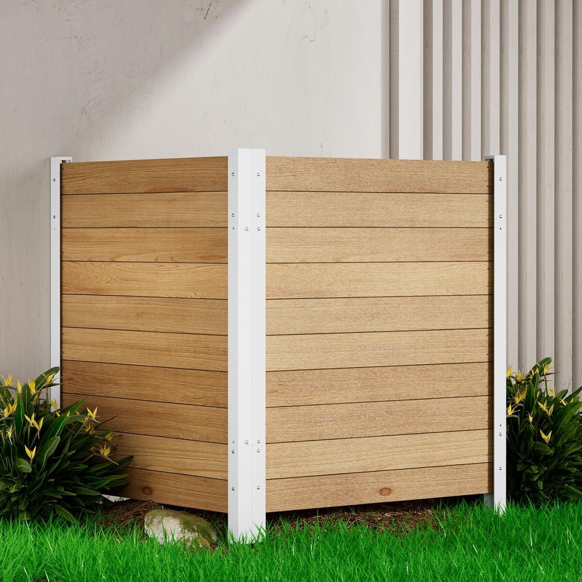 Fence 2 Panel 42'H ×38'W Wood Outdoor Privacy Wall, Pool Equipment Enclosure, Trash Can Enclosures