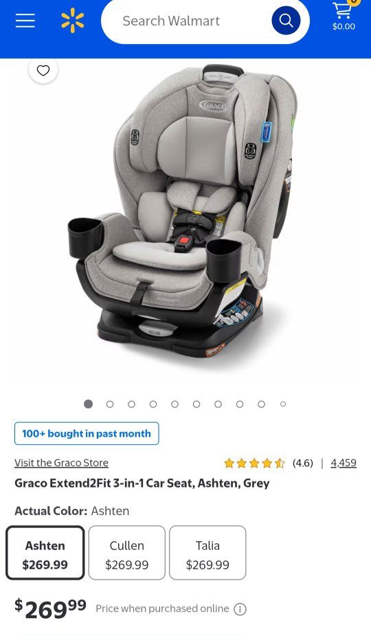 NEW out of box Graco Extend2Fit Convertible Car Seat - Gray