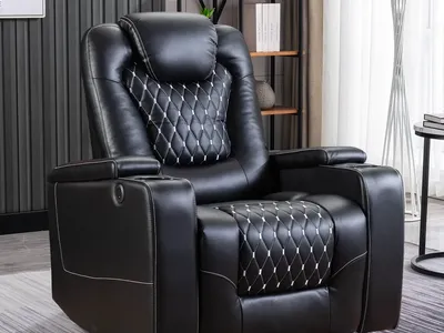 Bonzy Home Double Power Sofa Recliner, Home Theater Seating Living Room Chair, Electric Seats - Black