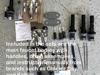 Bathroom Faucet Kits w/ Drain Assemblies & Manuals/4 New Glacier Bay/Kohler Chrome Two-Handle