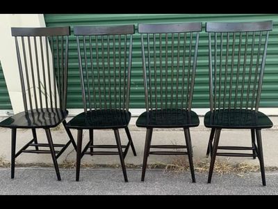GORGEOUS BLACK HIGH BACK WINDSOR FARM STYLE CHAIRS