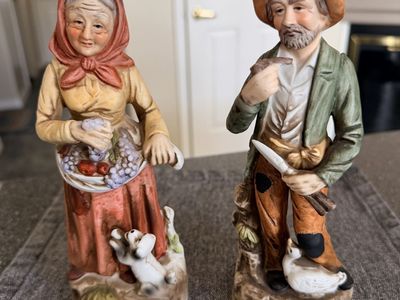 Vintage 1980’s Homco Porcelain Old Man and Woman Figurines Set