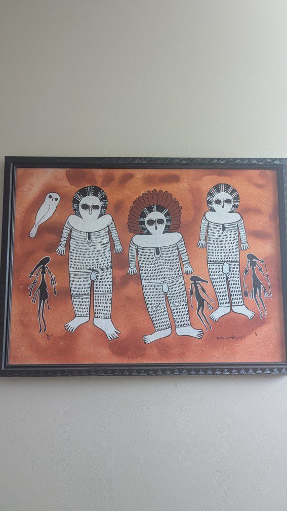 Framed Aboriginal Folk Art Paintings - Unique Primitive Style Decor