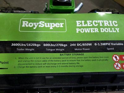 RoySuper Electric Power Trailer Dolly. 3600lbs Trailer Weight 24V DC/850W FWD REV Motor Variable Speed