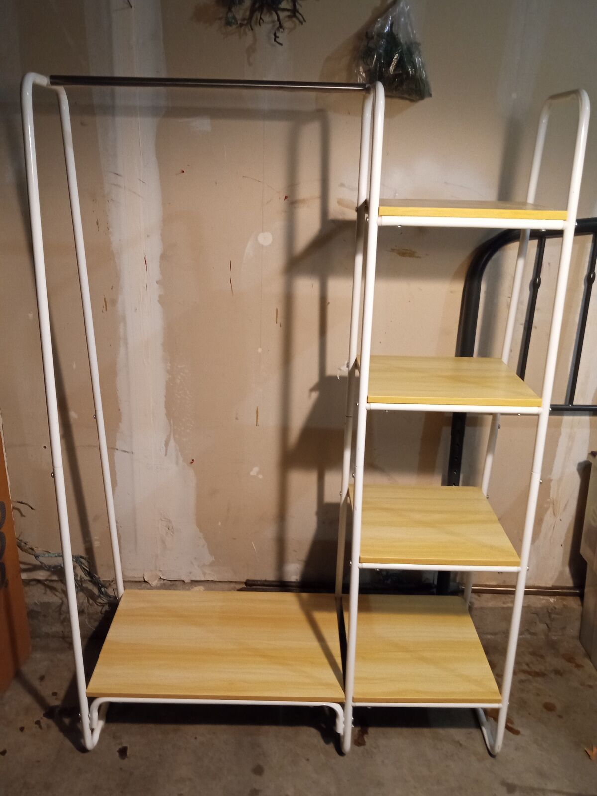 Shelf garment cloth rack with wooden shelves