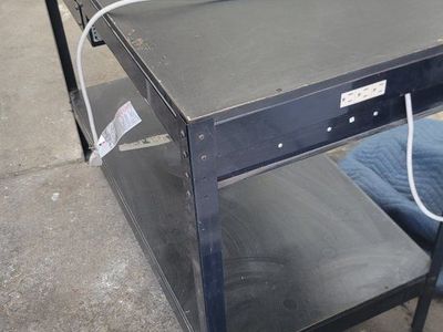 free Heavy-Duty 2-Shelf Work Table with Built-in Power Strip - Durable Garage/Workshop Bench