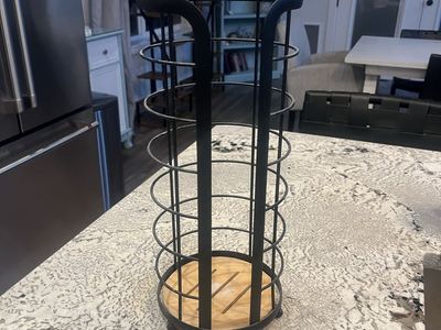 Brookstone Free-Standing Toilet Paper Holder Stand Reserve Black