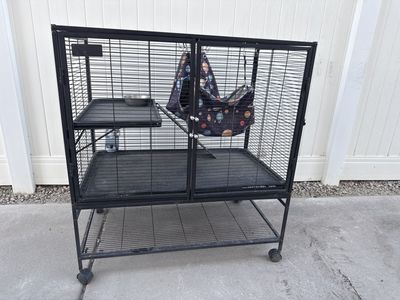 Two-Story Ferret & Small Animal Cage with Wheels