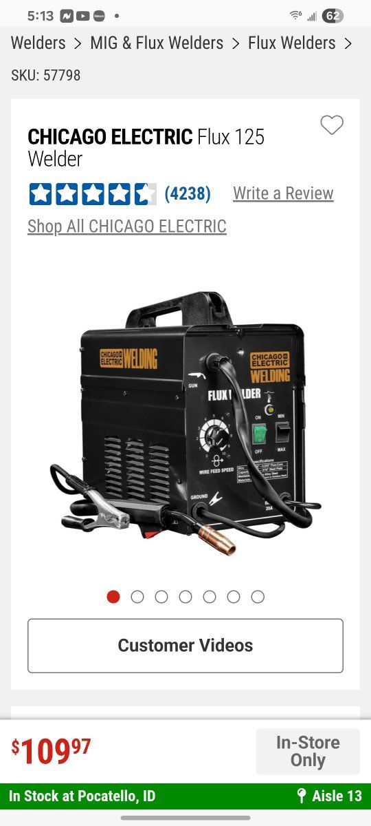 125 Chicago Electric Flux Welder with Flux Preload