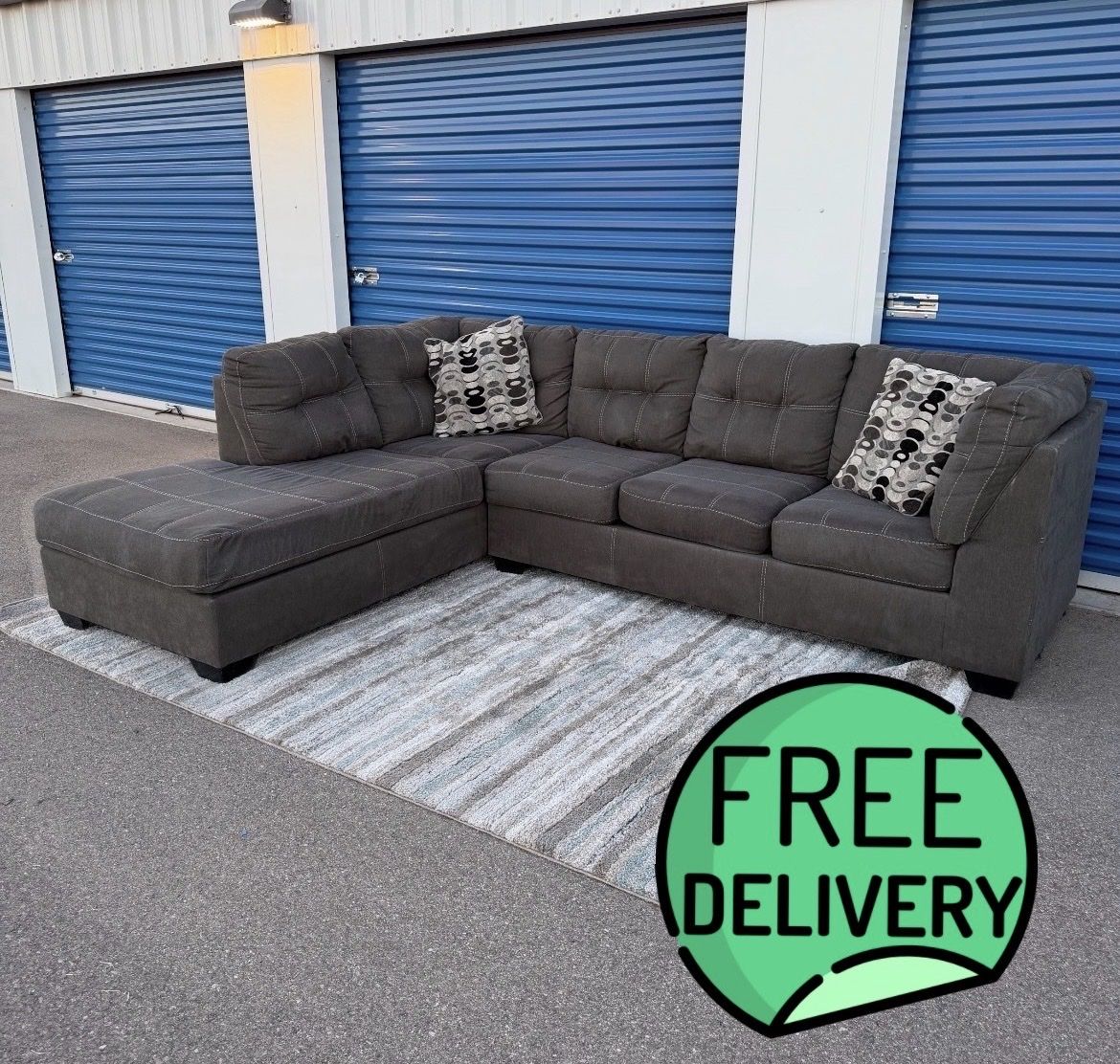 Modern Grey Ashley Sectional Couch-FREE DELIVERY-