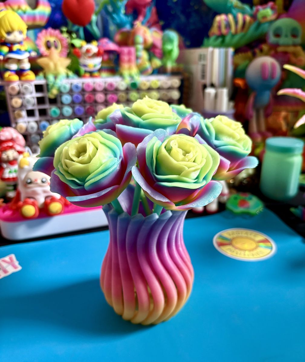 3D Printed Print Printing Rainbow Glow In The Dark Rose Flower Bouquet Dragon ADHD AUTISM Fidget Fidgets Toy Toys