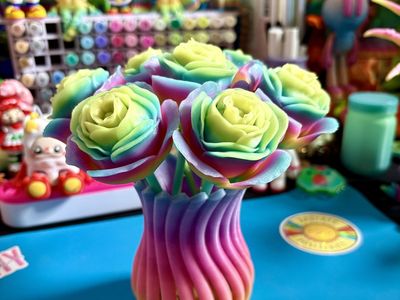 3D Printed Print Printing Rainbow Glow In The Dark Rose Flower Bouquet Dragon ADHD AUTISM Fidget Fidgets Toy Toys