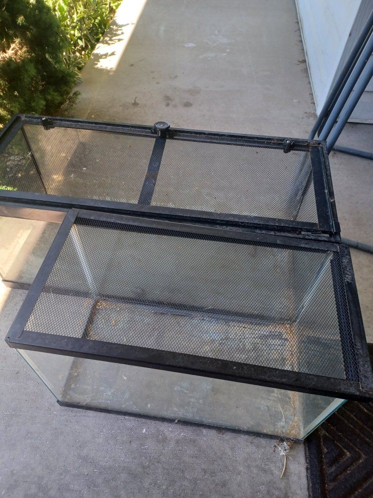 two glass enclosures for hamsters /mammals