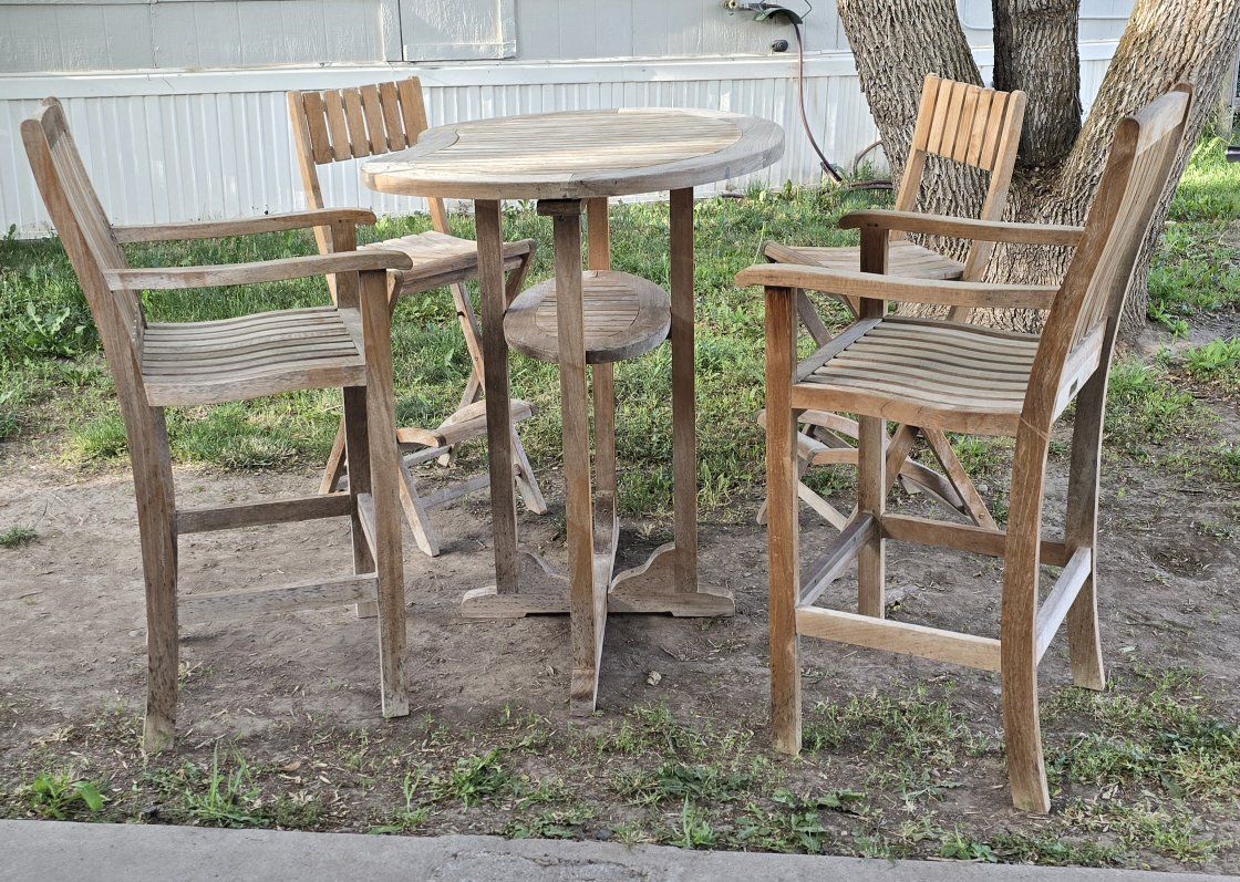 Teak Bar Height Patio Set