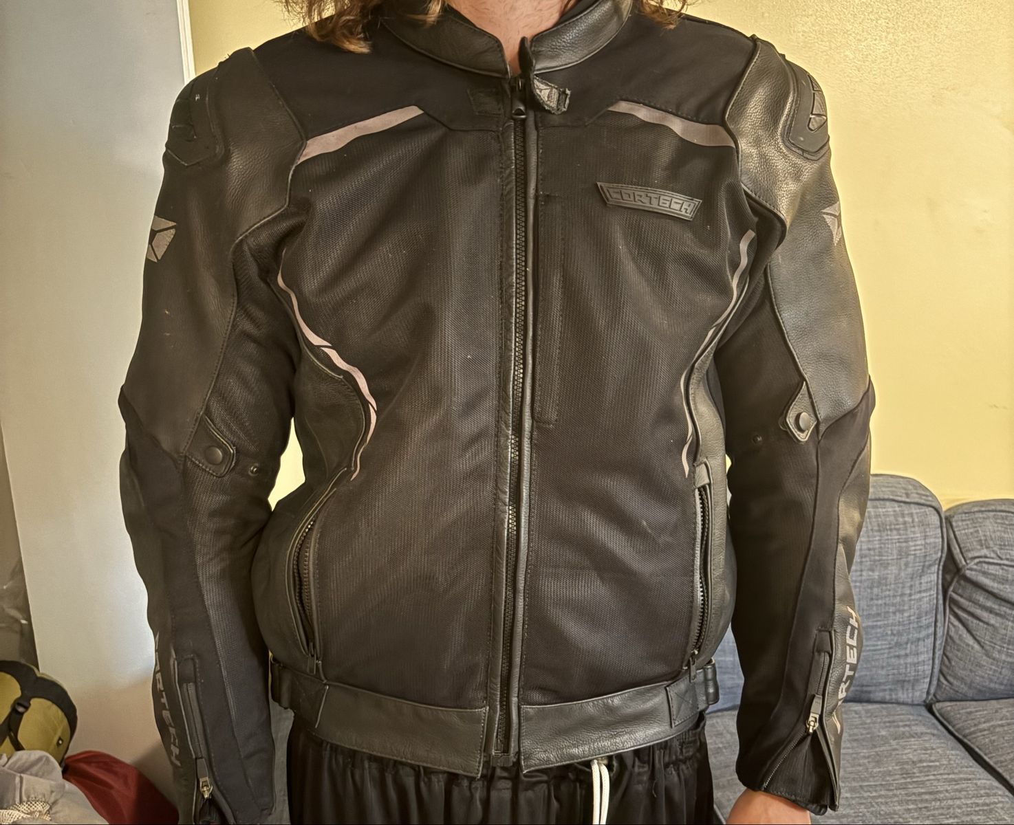 CORTECH MOTORCYCLE JACKET — BLACK TEXTILE/LEATHER