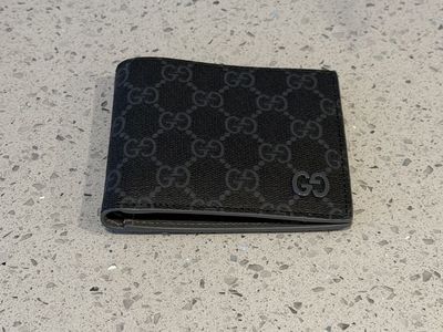 Gucci GG Supreme Black and Grey Monogram Bi-fold Wallet